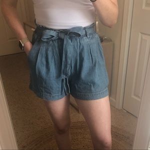 Chambray Paperbag Shorts